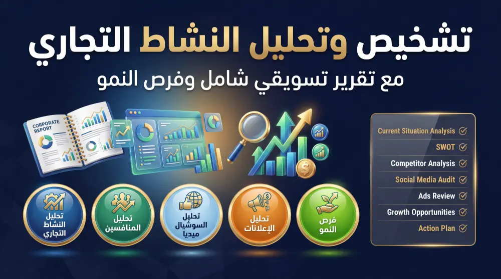 تشخيص وتحليل النشاط التجاري مع تقرير تسويقي شامل وفرص النمو