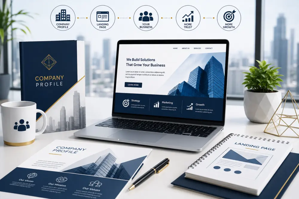 سأكتب بروفايل شركة ومحتوى Landing Page احترافي يعزز ثقة العملاء
