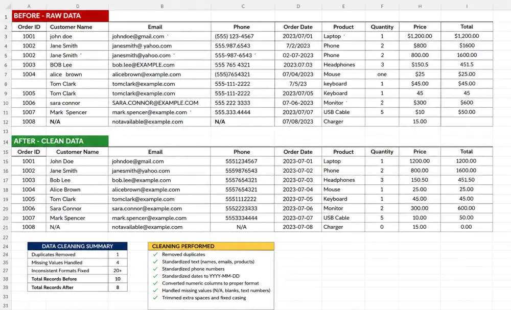 professional data cleaning and preprocessing