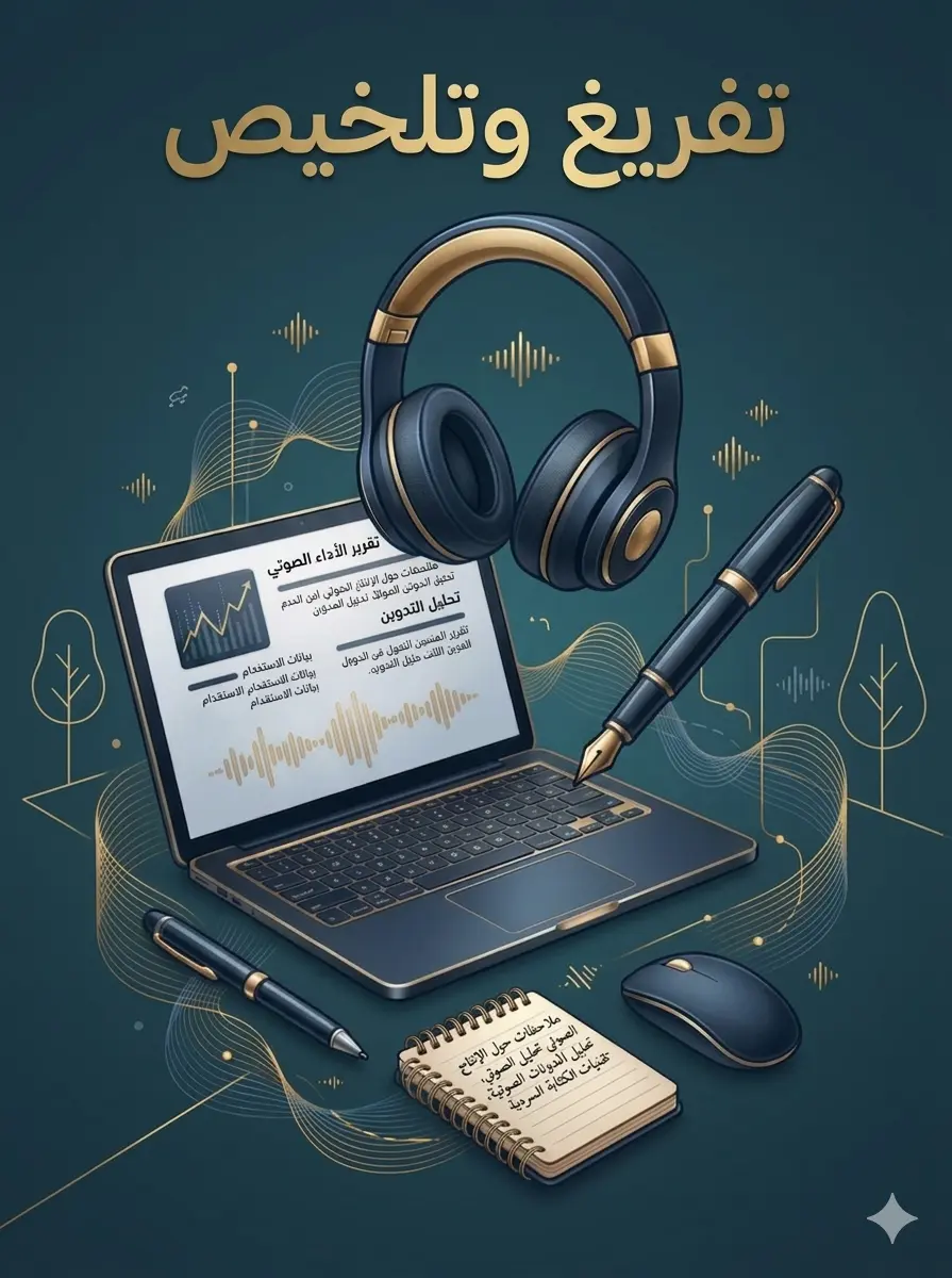 تفريغ صوتي عربي + تلخيص محتوى بدقة 99% خلال 48 ساعة