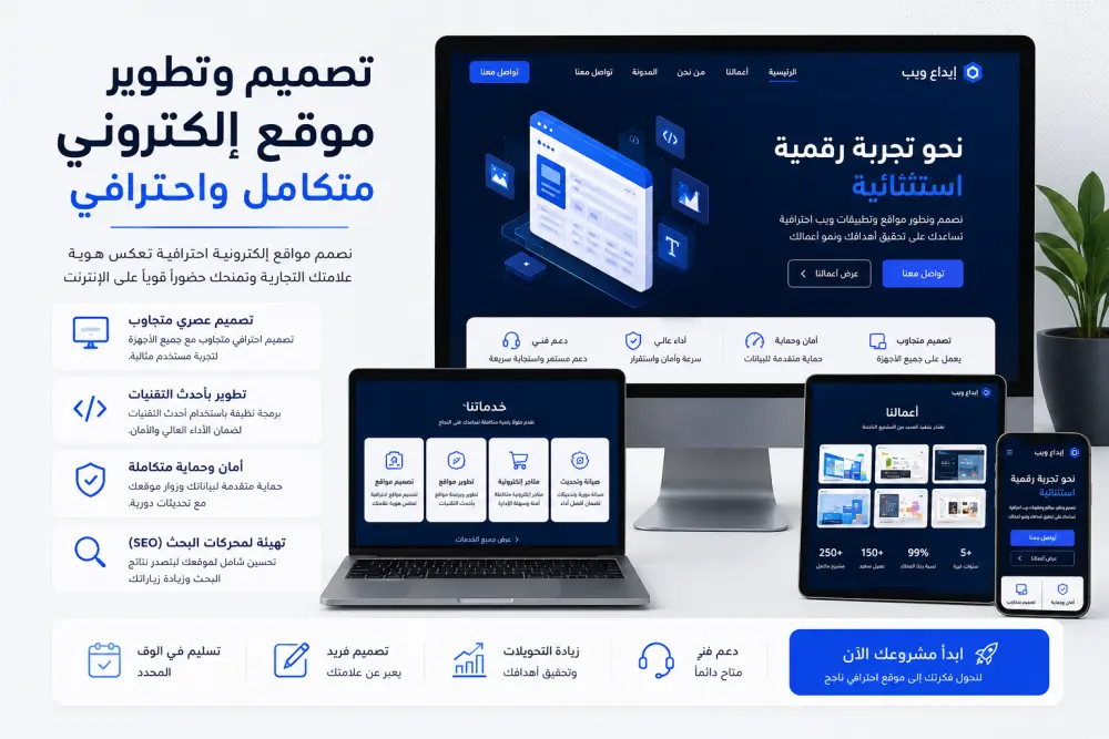 تصميم وتطوير موقع إلكتروني متكامل واحترافي لعملك أو شركتك