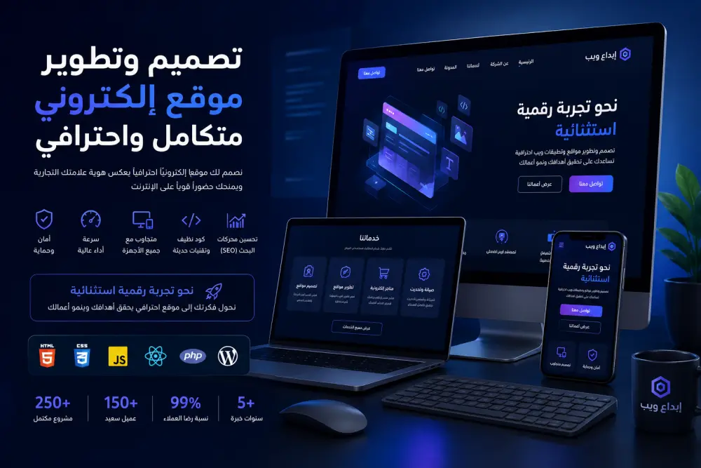 تصميم وتطوير موقع إلكتروني متكامل واحترافي لعملك أو شركتك