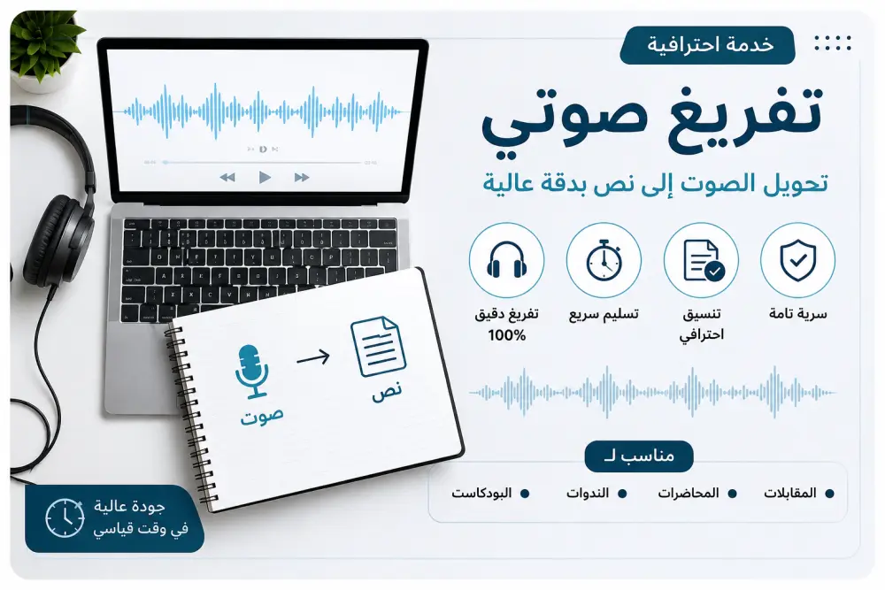 تفريغ صوتي دقيق واحترافي للنصوص والمحاضرات