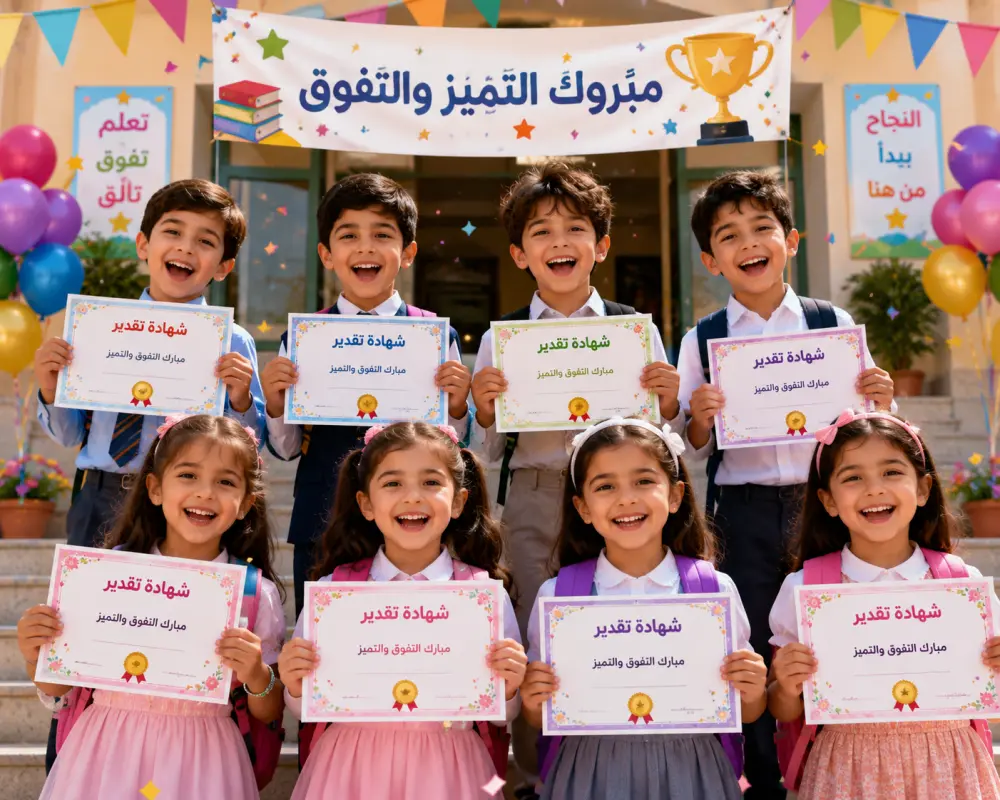 تصميم شهادات تقدير احترافية للطلاب البنات او الأولاد بأسلوب مبهج و تحفيزي