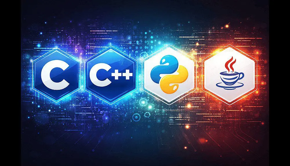 حل مشاكل python, java, c and c++