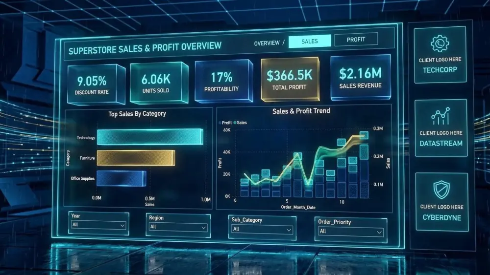 تصميم تقارير ولوحات تحكم تفاعلية باستخدام Excel و Power BI.
