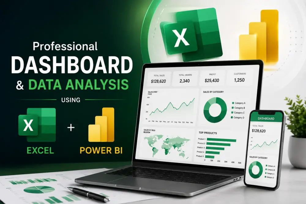 سأقوم بتحليل البيانات وتصميم Dashboard تفاعلية احترافية باستخدام Excel