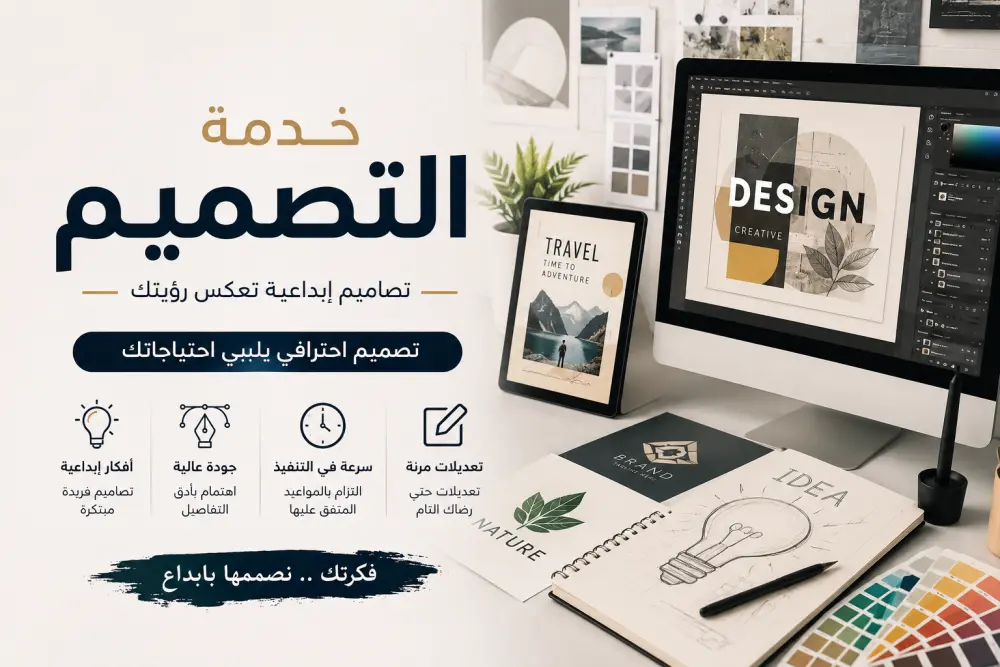 أقدم تصميمًا احترافيًا واحدًا حسب اختيار العميل، مثل منشور للسوشيال ميديا أو بوستر أو بنر أو بطاقة، مع الاهتمام بتناسق الألوان وجودة التصميم. تشمل الخدمة تعديلين مجانًا وتسليم الملفات بصيغتي JPG وPNG بجودة عالية وفي الموعد المتفق عليه.