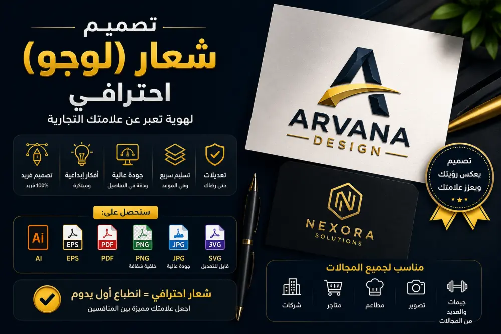 سأصمم لك شعار (لوجو) احترافي ومميز يعكس هوية علامتك التجارية