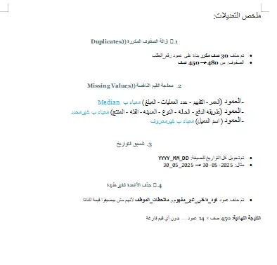 سأنظف بياناتك وأجهزها بشكل احترافي باستخدام Python و Excel حتى تصبح دقيقة وجاهزة للتحليل ,والتصميم  مناسبة للشركات والأفراد — مبيعات | مالي | تسويق | موارد بشرية | عمليات | قواعد بيانات