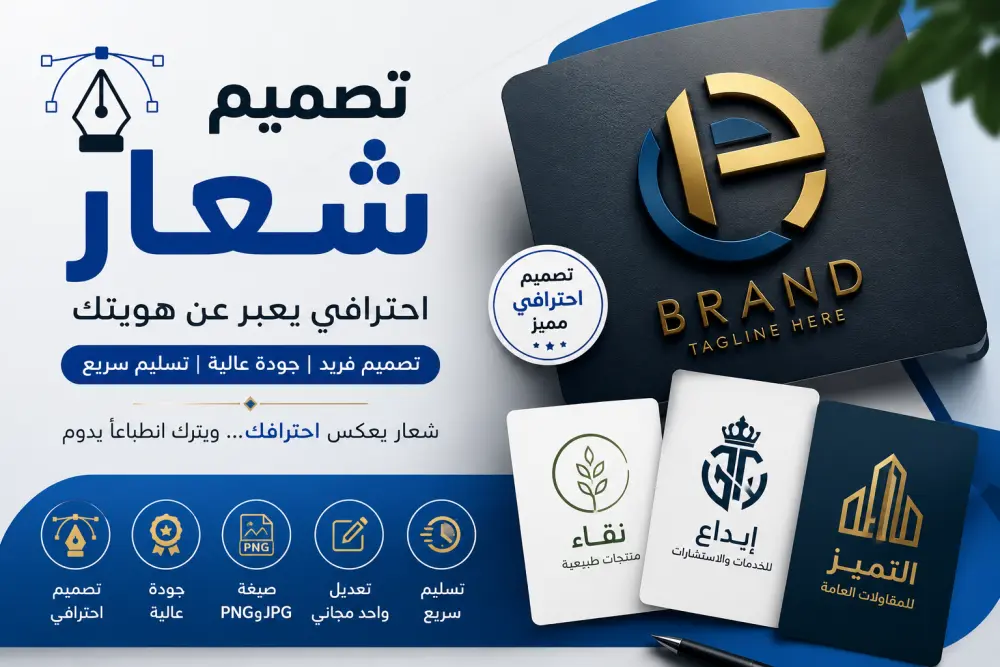سأصمم لك شعار (Logo) احترافي وجذاب يعبر عن هويتك
