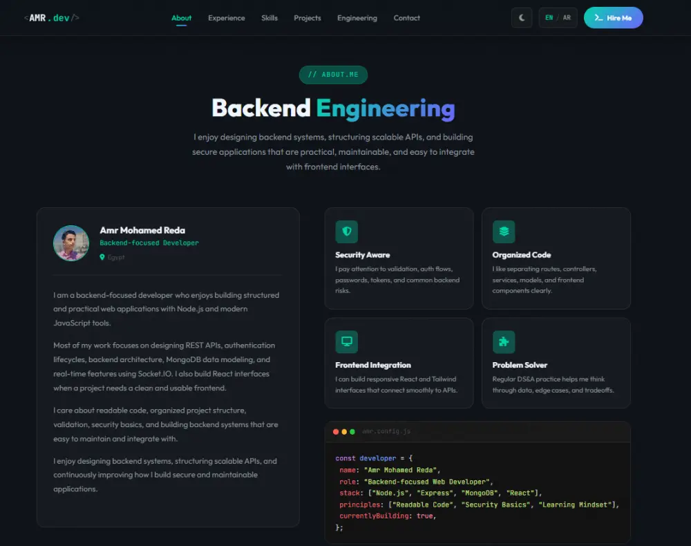 تصميم وتطوير موقع Portfolio احترافي او موقع تعريفي خاص بك باستخدام React.js