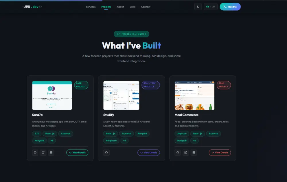 تصميم وتطوير موقع Portfolio احترافي او موقع تعريفي خاص بك باستخدام React.js