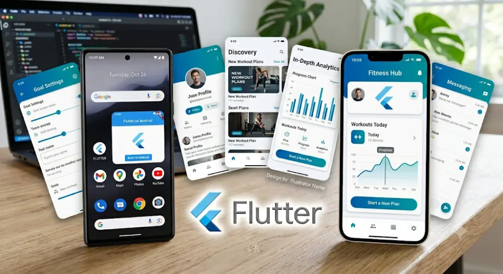 تطوير شاشة أو واجهة تطبيق موبايل باستخدام Flutter لأندرويد و iOS