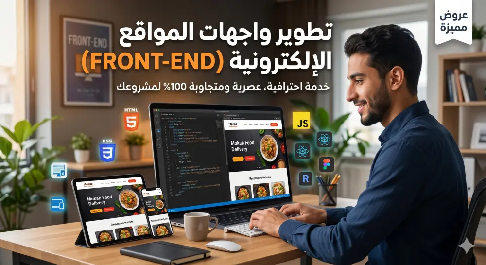 أنشاء مواقع ويب (Front-End) عصرية ومتجاوبة ( HTML , CSS , JS , React.js )