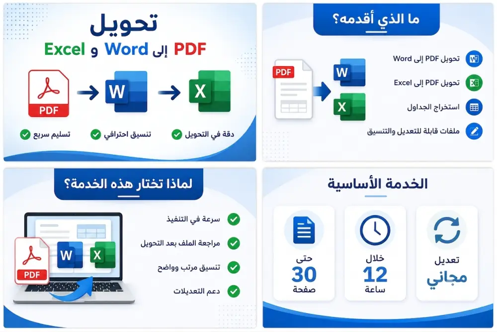 سأقوم بتحويل ملفات PDF إلى Word أو Excel بدقة.
