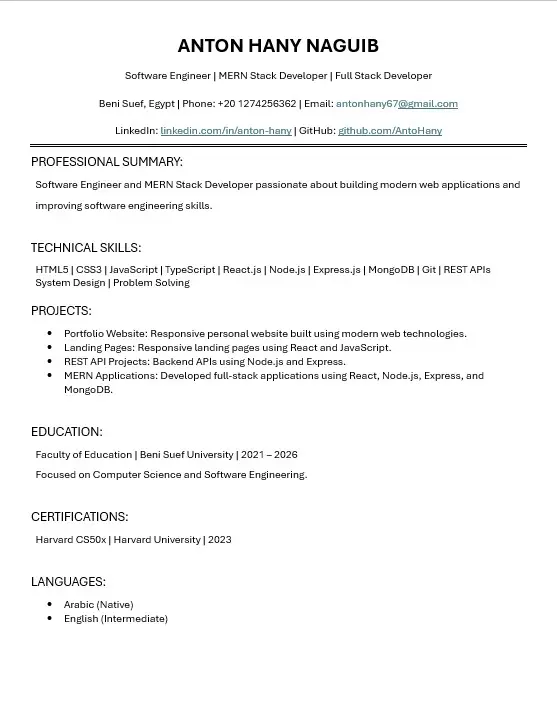 تصميم سيرة ذاتية احترافية ATS  موقع CV شخصي  Word و PDF