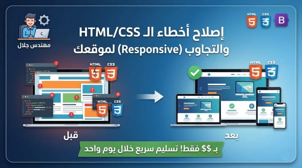 إصلاح أخطاء ومشاكل الواجهات (HTML/CSS) وجعل موقعك متجاوباً