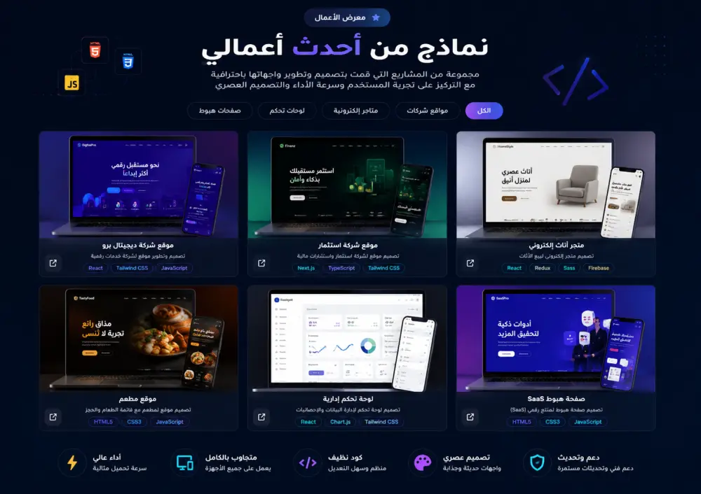 سأقوم بإنشاء موقع ويب احترافي ومتجاوب لجميع الأجهزة