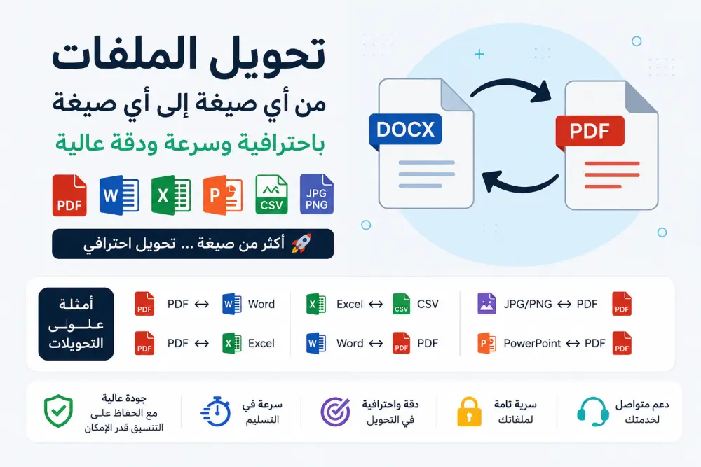 تحويل الملفات بين مختلف الصيغ حسب الإمكانية مع الحفاظ على الجودة