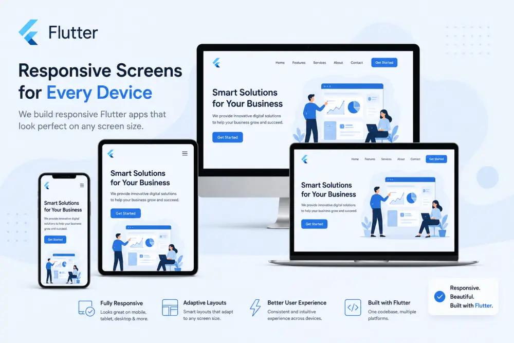 سأجعل واجهات تطبيق Flutter متجاوبة مع جميع أحجام الشاشات باحترافية