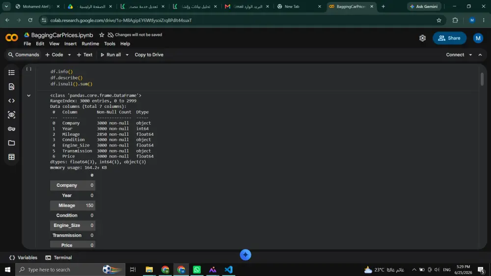 سأقوم بتنظيف وتجهيز بياناتك (Data Cleaning & Preprocessing) باستخدام Python وPandas