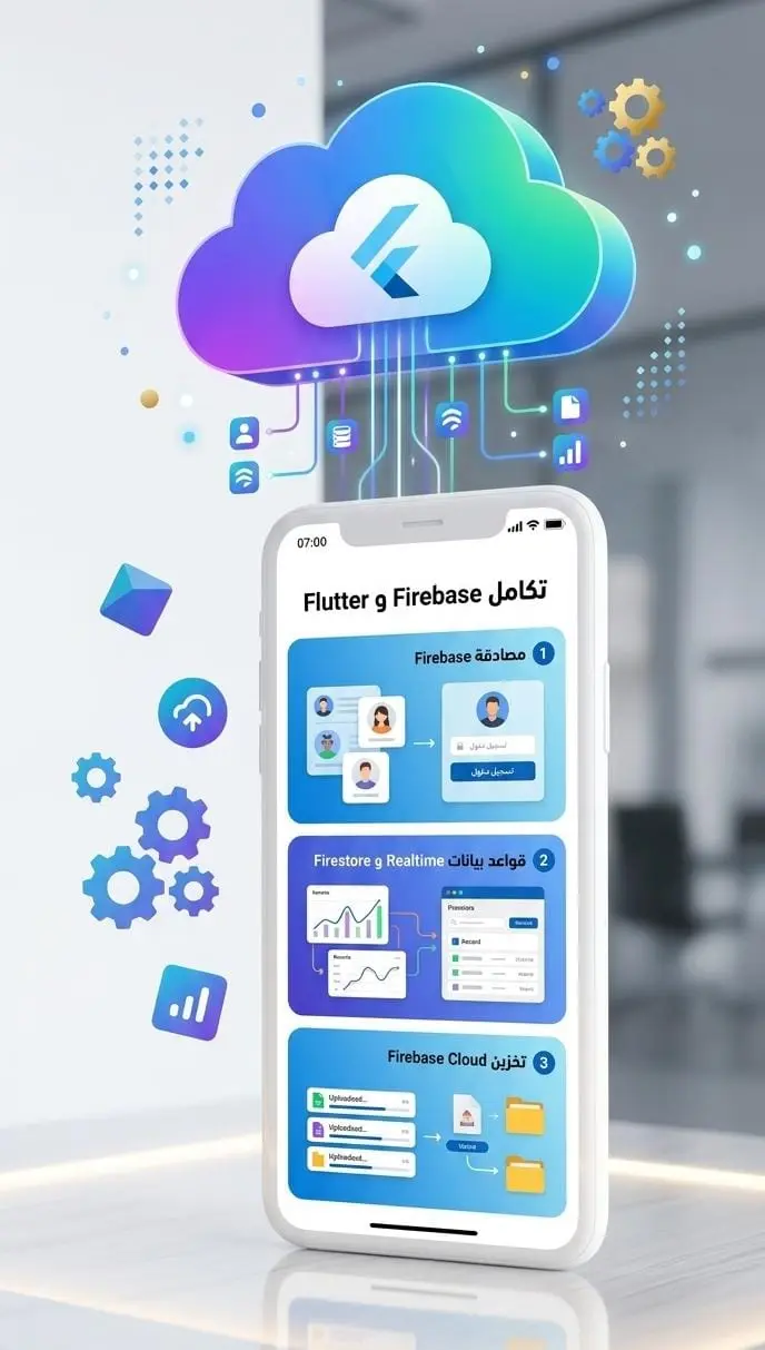 ربط تطبيقات الموبايل Flutter بقواعد بيانات Firebase السحابية