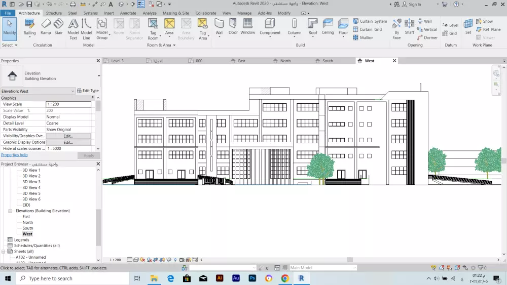 تحويل تصاميم الواجهات للمباني الكروكي او صورة تريد تقليدها الي تصميم علي الريفيت