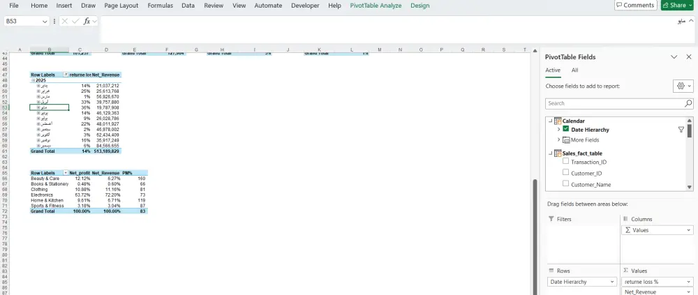 سأنشئ Pivot Table احترافي في Excel لتحليل بياناتك