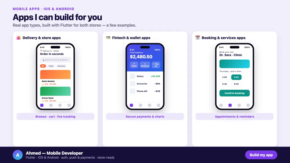 تطوير تطبيق جوال احترافي iOS و Android بتقنية Flutter