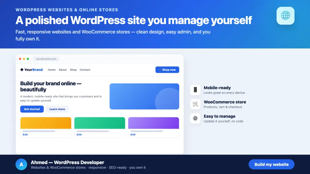 تصميم وتطوير موقع أو متجر إلكتروني احترافي بووردبرس WordPress