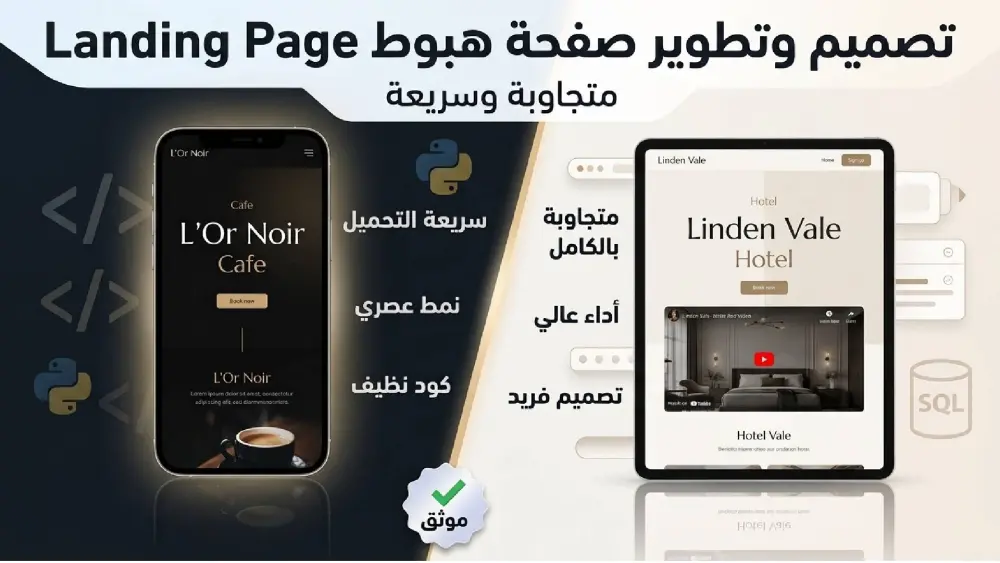 تصميم صفحة هبوط Landing Page متجاوبة و سريعة و جذابة