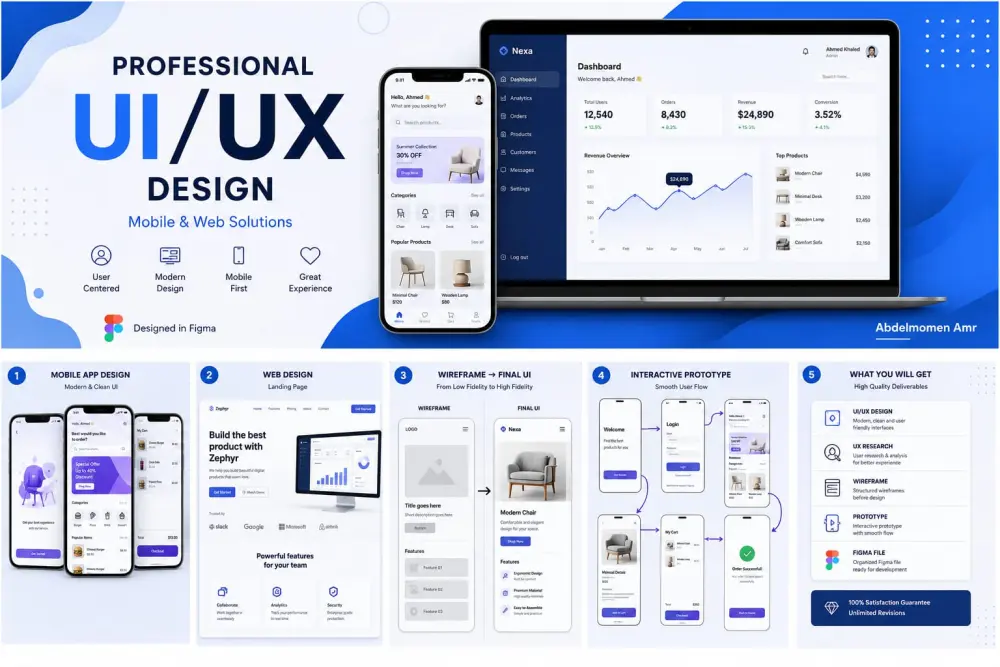 تصميم واجهات UI/UX احترافية لتطبيقات الجوال والمواقع باستخدام Figma