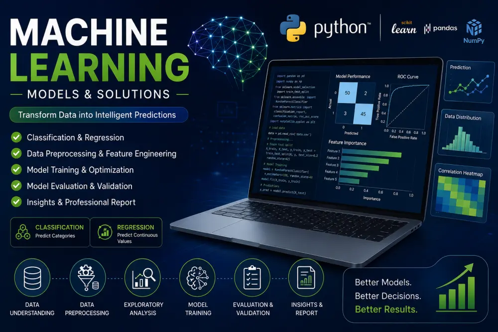 سأقوم ببناء نموذج Machine Learning احترافي للتنبؤ والتصنيف باستخدام Python