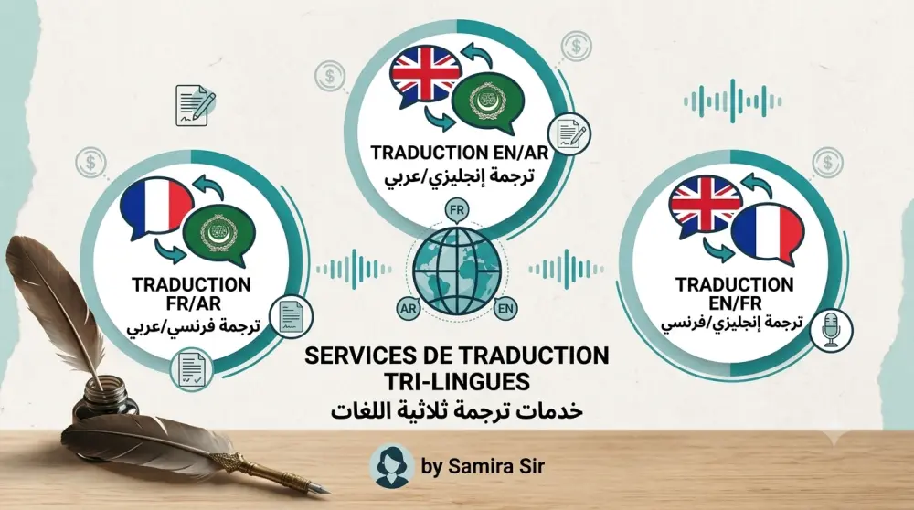 سأقوم بتفريغ صوتي دقيق للنصوص الفرنسية والعربية والانجليزية