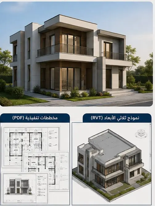 تصميم نماذج BIM احترافية باستخدام Autodesk Revit مع المخططات والرسومات التنفيذية
