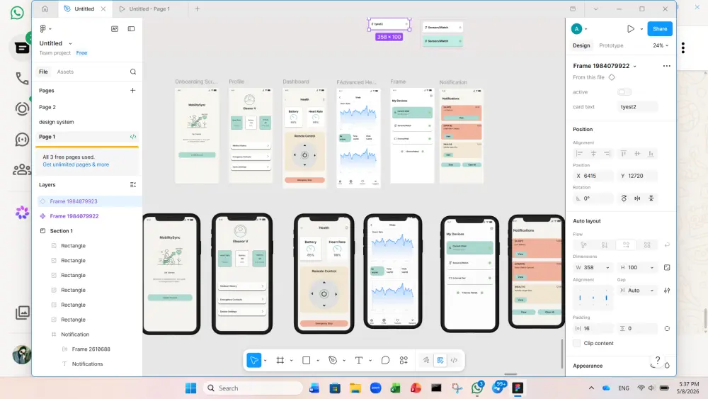 تصميم واجهات مستخدم وتجربة مستخدم (UI/UX) احترافية بـ Figma