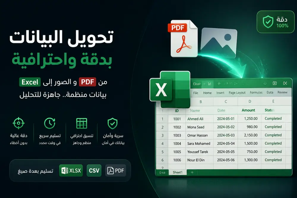 تحويل وتفريغ جداول PDF والصور إلى ملفات Excel