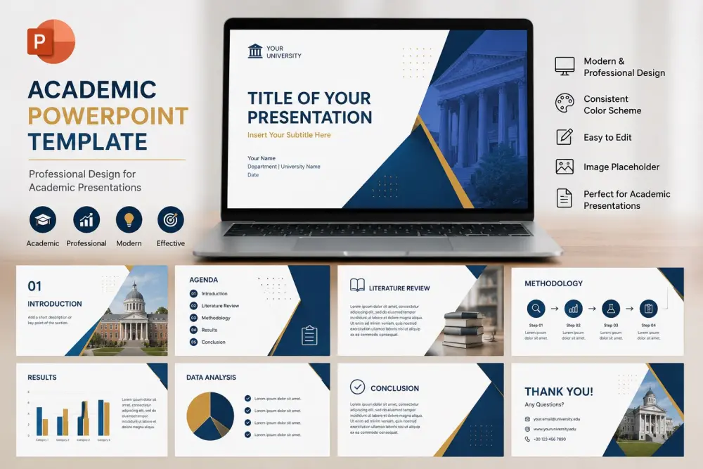 تصميم عرض powerpoint  اكاديمي احترافي لماده جامعيه