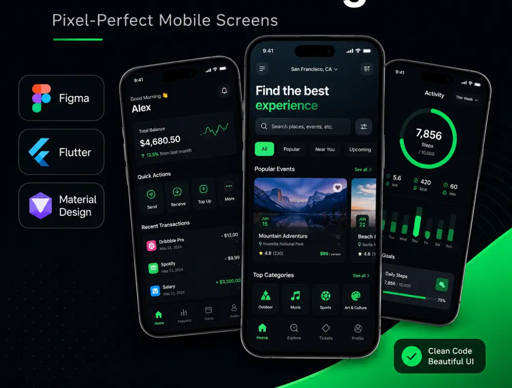 تصميم واجهات Flutter UI احترافية وجذابة