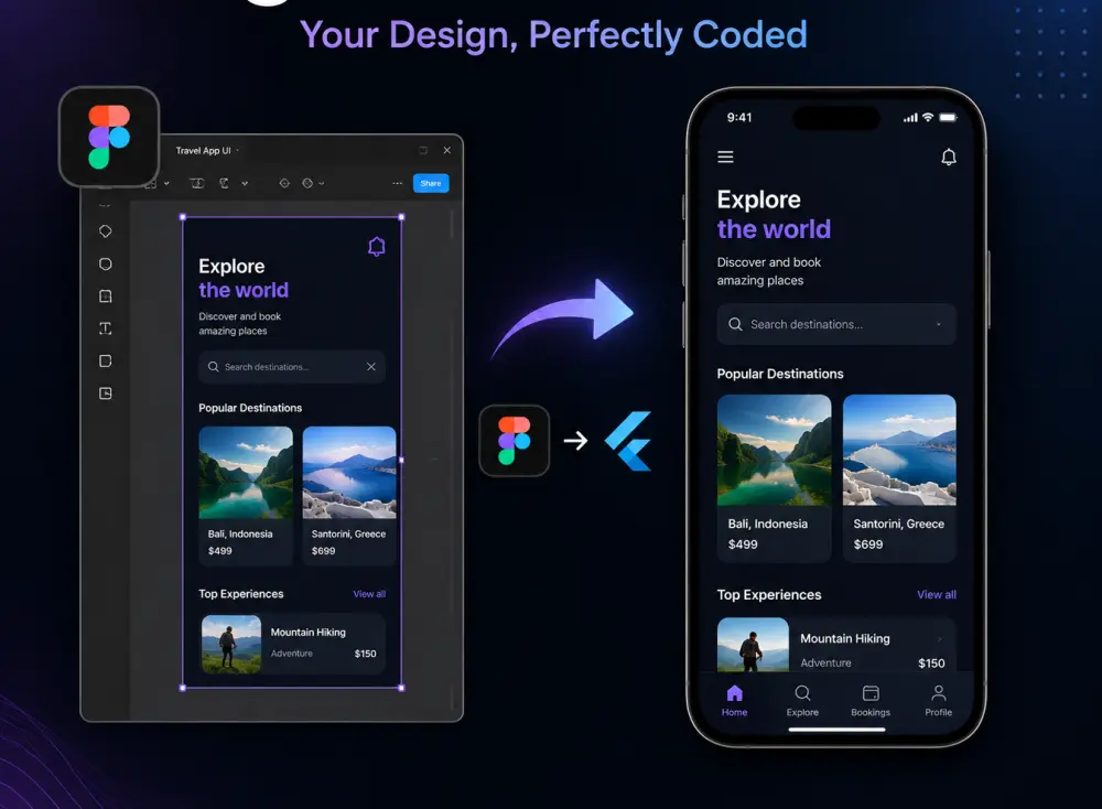 حويل تصميم Figma إلى Flutter بدقة احترافية