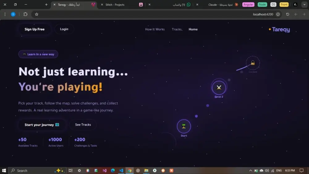سأقوم بتطوير Web App تعليمي لتنظيم المسارات وخطط التعلم