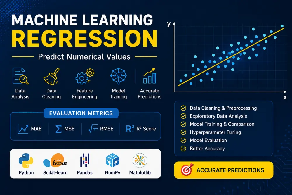 سأقوم ببناء نموذج Machine Learning للتنبؤ باستخدام خوارزميات Regression بدقة عالية