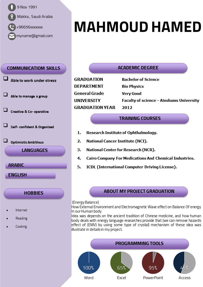 تصميم سيرة ذاتية احترافية بالعربي أو الإنجليزي CV