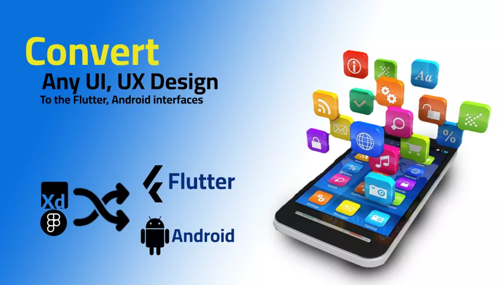 تحويل 5 واجهات  تصميم UX ,UI الى واجهات (Flutter , Android)