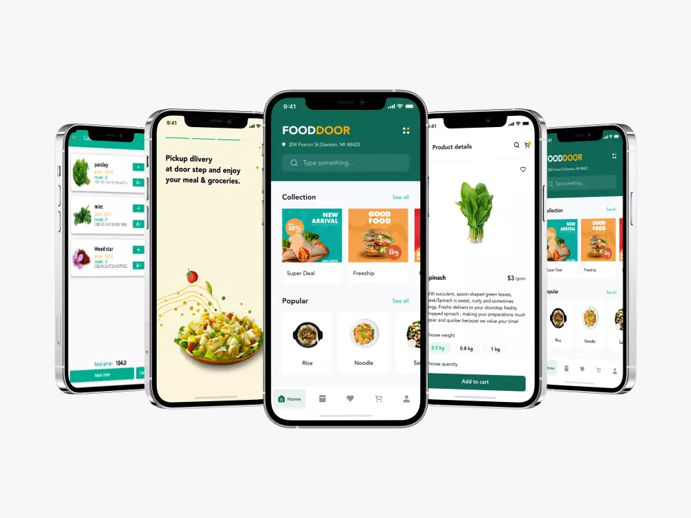 تحويل 5 واجهات  تصميم UX ,UI الى واجهات (Flutter , Android)