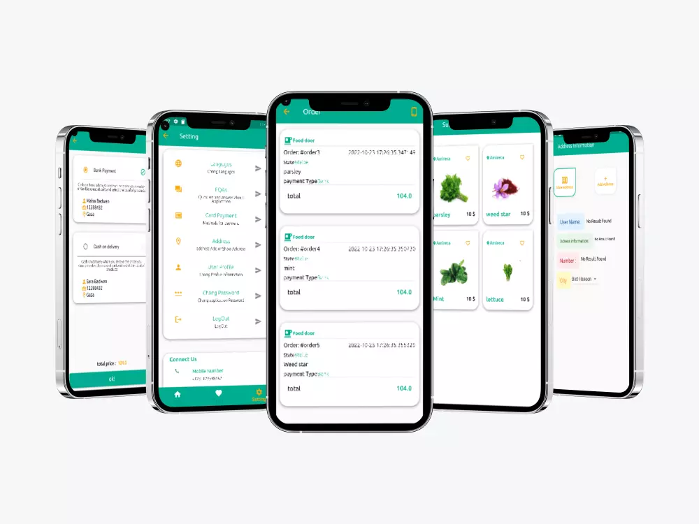 تحويل 5 واجهات  تصميم UX ,UI الى واجهات (Flutter , Android)