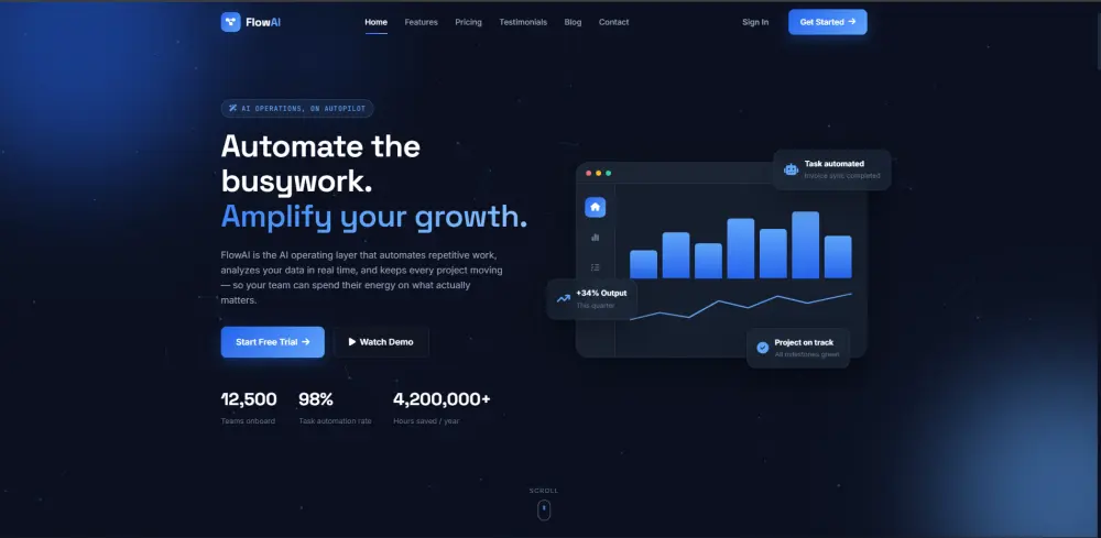 تطوير وصفحة هبوط (Landing Page) مودرن وتفاعلية باستخدام HTML, CSS, JS