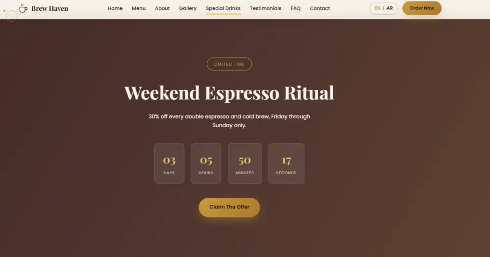 برمجة وتطوير صفحة هبوط (Landing Page) تفاعلية للمطاعم والمقاهي | ثنائية اللغة
