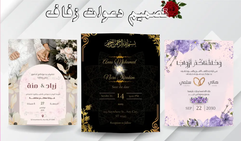 تصميم كروت زفاف احترافي